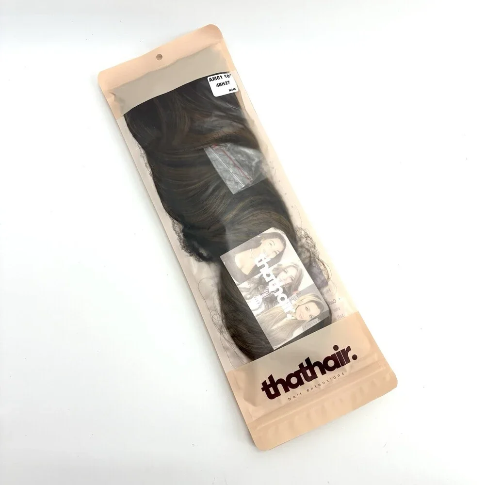 ThatHair Halo Extension Set 18in Dark Brown Blonde Highlight NWT 2 Pack (H)